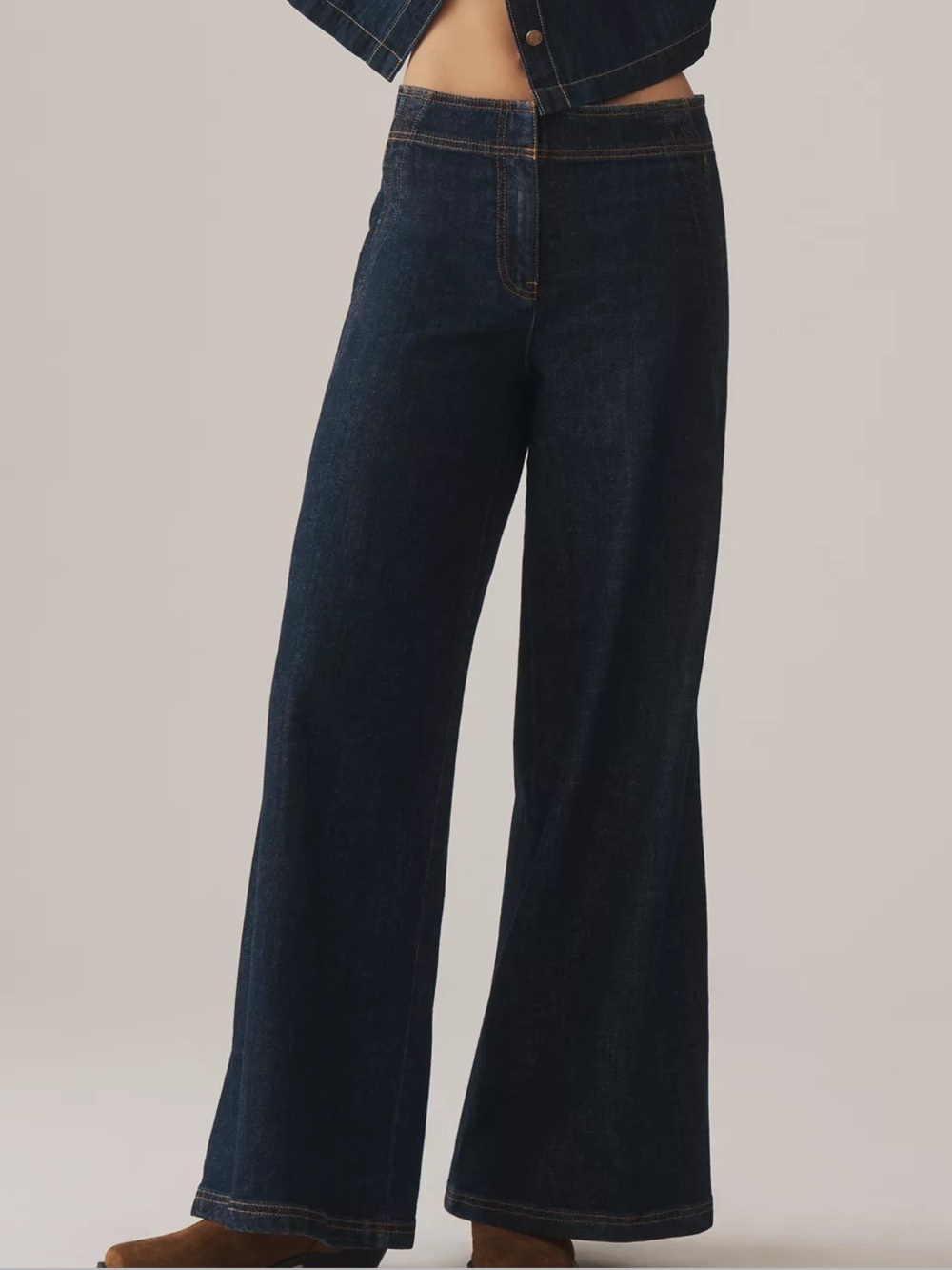 NWT Anthropologie Maeve Scallop-Edge High-Rise Wide-Leg Jeans